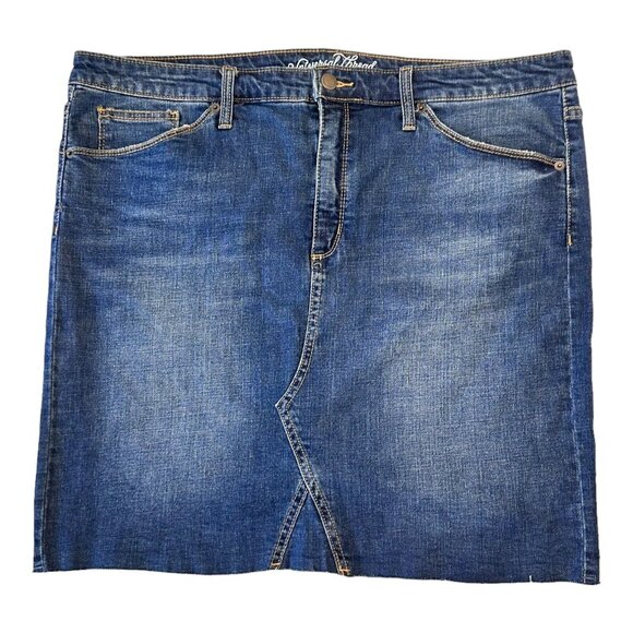 Universal Thread Denim Blue Jean Short Mini Skirt SZ 18/34 Medium Raw Hem - Picture 10 of 10